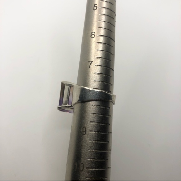 Vtg Sterling Ametrine Purple Peach Ombré Stone Wide Band Cocktail Ring Sz 8 - Picture 9 of 9